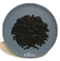 VERY RARE Wedgwood Black on Blue Medusa Jasperware Medallion 2 1/2Wide
