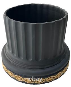 VERY RARE Wedgwood Library Collection Black And Cane Jasperware Planter 16.5 cm