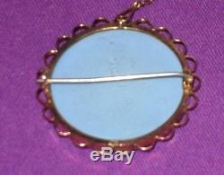 VICTORIAN EARLY 1800s HALLMARKED 9ct GOLD WEDGWOOD JASPER WARE BROOCH ANTIQUE