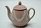 Vintage Wedgwood Jasperware Miniature Teapot Pink Garland