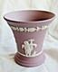 Vintage Wedgwood White On Lilac Jasper Ware Seasons Posy Pot Rare Boxed 2644