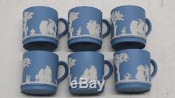 VTG 14 pc Set Wedgwood England Blue Jasperware Coffee Pot Mini Cups & Saucers