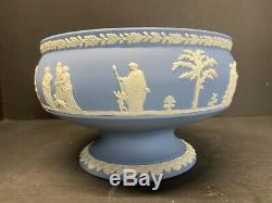 VTG Wedgwood Cream Color On Celadon Jasperware Round Footed Imperial Bowl 8 W