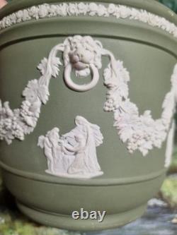 VTG Wedgwood England Jasperware Green jardiniere cachepot planter neoclassical