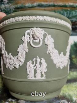 VTG Wedgwood England Jasperware Green jardiniere cachepot planter neoclassical