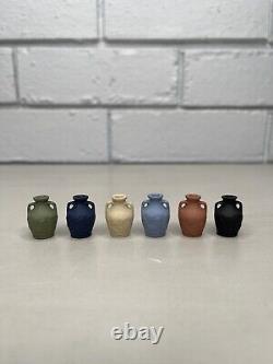 VTG Wedgwood Miniature 2cm Urn Vases 6 Set Jasperware Decorative WithBox England