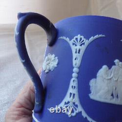 Victorian 1875 Large Loving Cup 3 Handle Periwinkle Blue Wedgwood Jasperware D