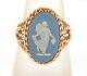 Vintage 10k Gold And Wedgwood Blue Jasperware Cameo Ring. Priced To Sell