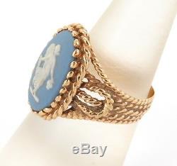 Vintage 10k Gold And Wedgwood Blue Jasperware Cameo Ring. Priced To Sell