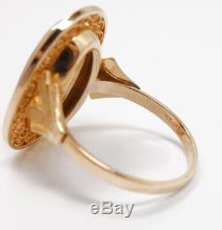 Vintage 14K Gold Wedgwood Blue Jasperware Fairy Filigree Ring