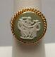 Vintage 14k Yellow Gold Ring With Wedgwood Sage Jasperware Three Graces Size 5