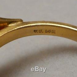 Vintage 14K Yellow Gold Ring with Wedgwood Sage Jasperware Three Graces Size 5