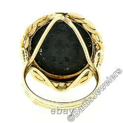Vintage 14k Gold Oval Intaglio Carved Gray Wedgwood Jasperware Rope Frame Ring