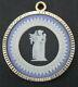 Vintage 14k Gold Wedgwood Jasperware Tri-color Black Blue Medallion Pendant