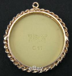 Vintage 9k Gold Wedgwood Jasperware Tri-color Black Yellow Medallion Pendant