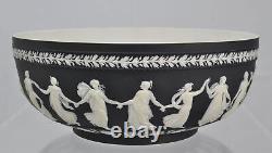 Vintage Black Jasper Dip Wedgwood Dancing Hours 10 Inch Bowl 1957