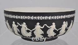 Vintage Black Jasper Dip Wedgwood Dancing Hours 10 Inch Bowl 1957