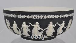 Vintage Black Jasper Dip Wedgwood Dancing Hours 10 Inch Bowl 1957