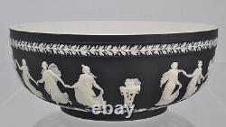 Vintage Black Jasper Dip Wedgwood Dancing Hours 10 Inch Bowl 1957