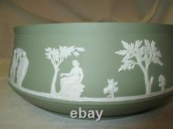 Vintage England Wedgwood sage green Jasperware large inverted rim Bowl Rare