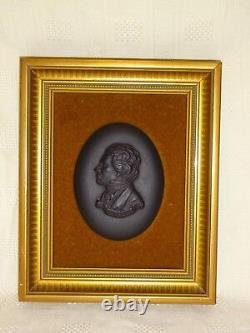 Vintage Framed Wedgwood Black Jasperware Beethoven Plaque