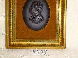 Vintage Framed Wedgwood Black Jasperware Beethoven Plaque