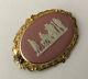 Vintage Gold Plated Classical Pink Jasper Ware Wedgwood England Brooch Pin Boxed