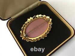 Vintage Gold Plated Classical Pink Jasper Ware Wedgwood England Brooch Pin Boxed