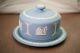 Vintage Near Mint Wedgwood Jasperware Classic Blue Cake Plate With Lid England