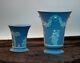 Vintage Pair Of Blue Jasper Ware Vases