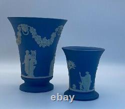 Vintage Pair of Blue Jasper Ware Vases