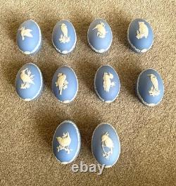 Vintage Pale Blue Wedgwood Jasperware Egg-Shaped Trinket Box x10