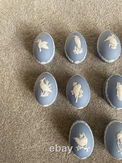 Vintage Pale Blue Wedgwood Jasperware Egg-Shaped Trinket Box x10