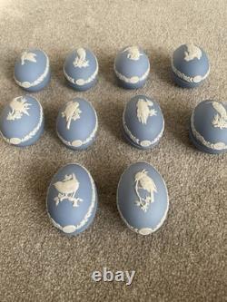Vintage Pale Blue Wedgwood Jasperware Egg-Shaped Trinket Box x10