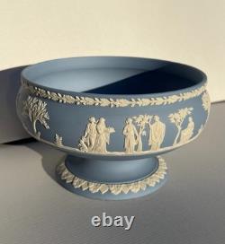 Vintage Pale Blue Wedgwood Jasperware Imperial Pedestal Centerpiece Bowl England