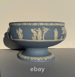 Vintage Pale Blue Wedgwood Jasperware Imperial Pedestal Centerpiece Bowl England