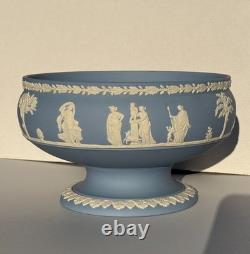 Vintage Pale Blue Wedgwood Jasperware Imperial Pedestal Centerpiece Bowl England