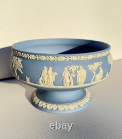 Vintage Pale Blue Wedgwood Jasperware Imperial Pedestal Centerpiece Bowl England