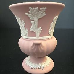 Vintage Pink Wedgwood Jasper ware Double Handled Vase Or Urn