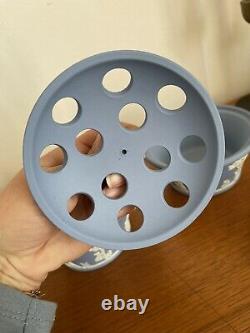 Vintage Rare Pair of Jasperware Pot Pourri Pomanders Pale Blue