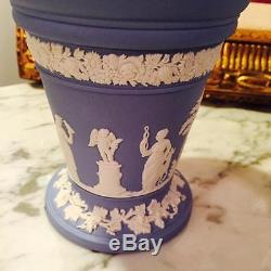 Vintage Rare Set Of Two Wedgwood Jasperware Flared Vases With Frog Inserts
