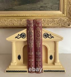 Vintage Rare Wedgwood Jasperware Architecture Bookends Library Collection Yellow