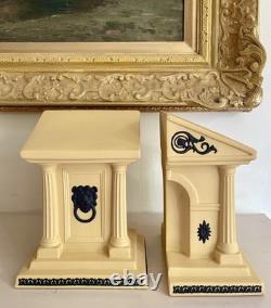 Vintage Rare Wedgwood Jasperware Architecture Bookends Library Collection Yellow