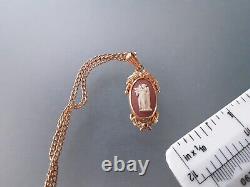 Vintage Terracotta WEDGWOOD jasperware classical pendant on chain gold tone rare