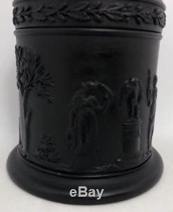 Vintage WEDGWOOD Black BASALT JASPERWARE Round Lidded Container TOBACCO Jar 5C