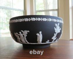 Vintage Wedgewood Jasperware Black Basalt Round Sacrifice Bowl