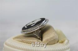 Vintage Wedgwood 14K White Gold Black Jasperware Ring Gorgeous Luxury (6) N5727