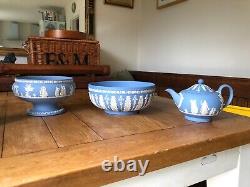 Vintage Wedgwood Acanthus Jasperware Blue Stoneware Bowl