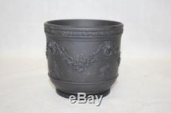 Vintage Wedgwood BLACK BASALT Jasperware 3.5 Jardiniere, Cache Pot, or Planter
