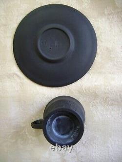 Vintage Wedgwood Black Basalt Jasperware Demitasse Cup And Saucer